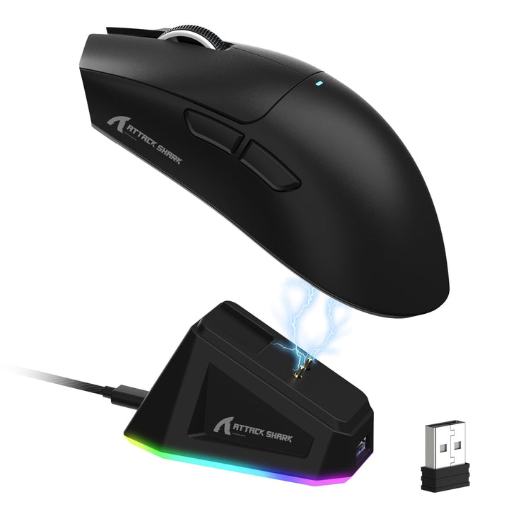 LexonElec x Attack Shark X11 Kabellose Gaming-Maus mit RGB Magnetische Ladestation, PixArt PAW3311-S