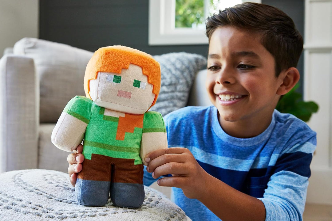 MINECRAFT Plüschfiguren - Rothaariger Actionheld 20 cm, authentisches Design, verpixelte Details, fü