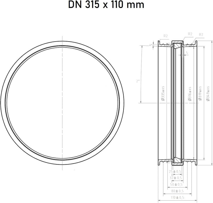Schachtfutter Ø DN315 Schachtdurchführung Wanddurchführung Deckendurchführung Weiss DN315 (Ø315mm)/L
