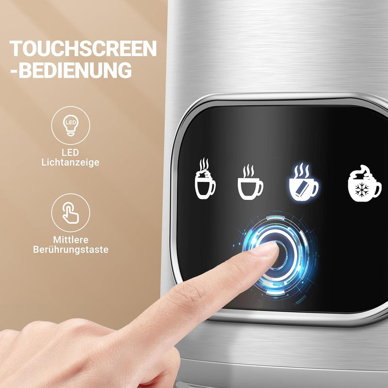 AMZCHEF 4-IN-1 Milchaufschäumer Elektrisch 400ML Milchwärmer mit LED-Touchscreen | 3D-Induktionserwä