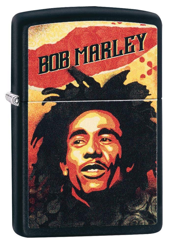 Zippo Feuerzeug Bob Marley Regular - Satin Chrome Schwarz, Matt, Schwarz, Matt