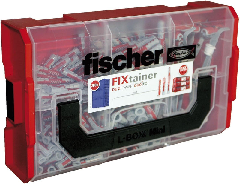 FISCHER Fixtainer - Duopower/Duotec Sortiment | Dübel Ø 6 mm und 8 mm | 200 Stück im Koffer DuoPower