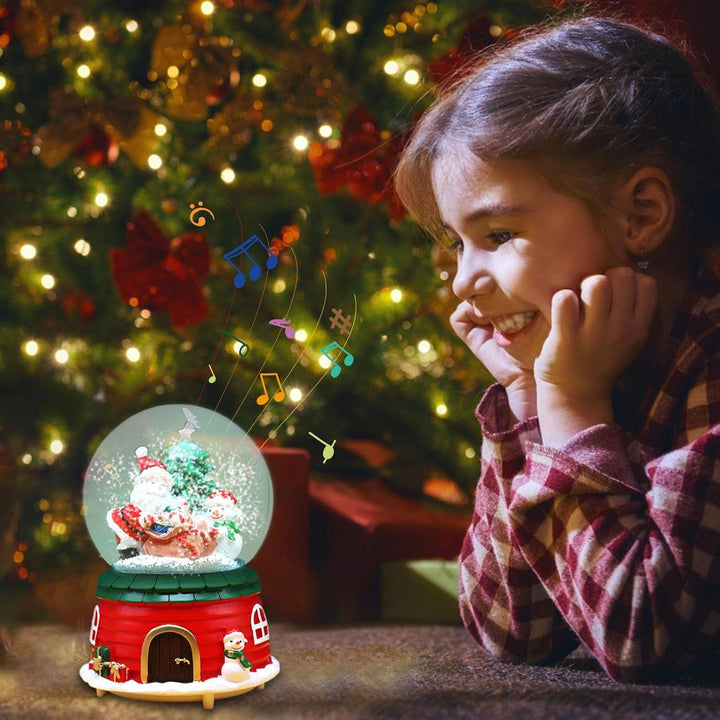 Weihnachtsschneekugel,Weihnachtsmann-Weihnachtsbaum-beweglicher Zug-Schneekugel - Farbwechsel, Spiel