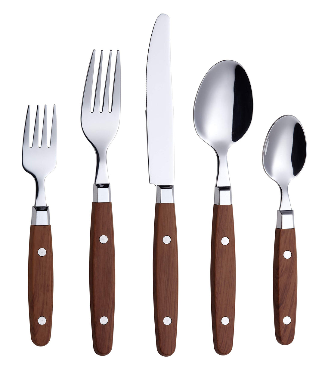 ANNOVA Retro/Rivet Buntes Edelstahl-Geschirr Küchenbesteck-Set, enthält Tischmesser, Gabeln, Löffel,