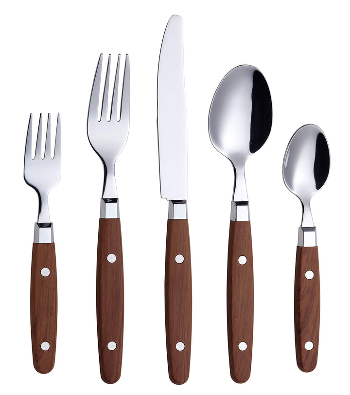 ANNOVA Retro/Rivet Buntes Edelstahl-Geschirr Küchenbesteck-Set, enthält Tischmesser, Gabeln, Löffel,