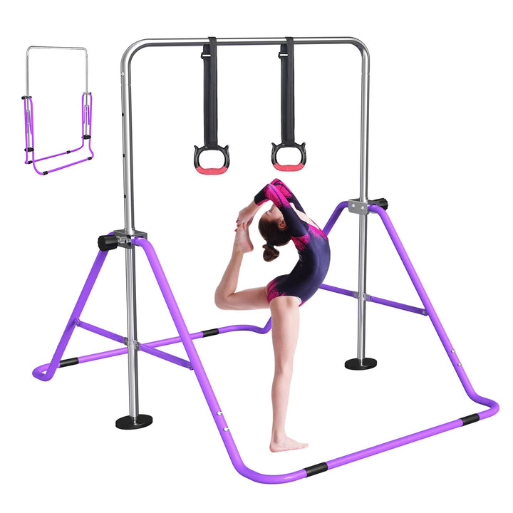 FBSPORT Kids Gymnastics Bar with Adjustable Folding Horizontal Bar Pull Up Expandable Junior Home Eq