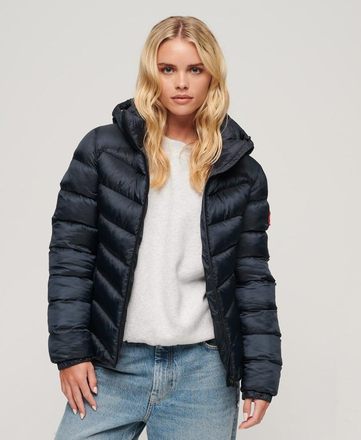 Superdry Damen Kapuzenjacke mit Fuji-polsterung Jacke 38 finster marineblau, 38 finster marineblau