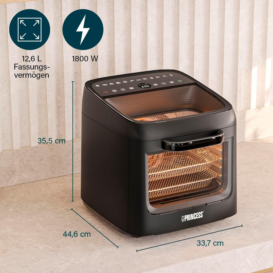 Princess Heissluftfritteuse Backofen Vision, 12,6 L Kapazität, 1800 W Leistung, Multifunktionales Ga