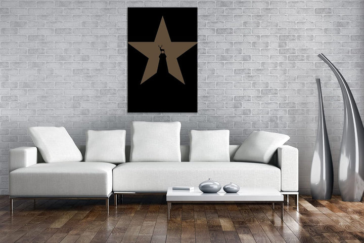 deyoli Sternen Hirsch Format: 80x60 Effekt: Sepia als Leinwandbild, Motiv fertig gerahmt auf Echthol