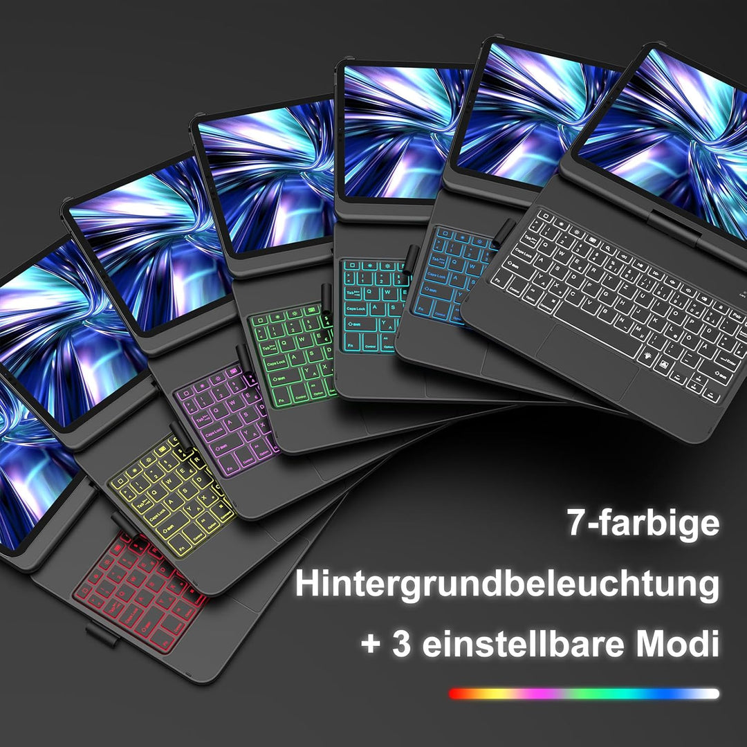 KBCASE Bluetooth Tastatur Schutzhülle für iPad 10 (2022/11. Generation) A16 2025 (10,9/11 Zoll) Mit