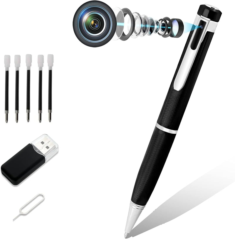Versteckte Kamera Stift Kamera 1080p Real HD Cover Objektiv Pen Cam, Micro SD Reader & 5 Tinte füllt