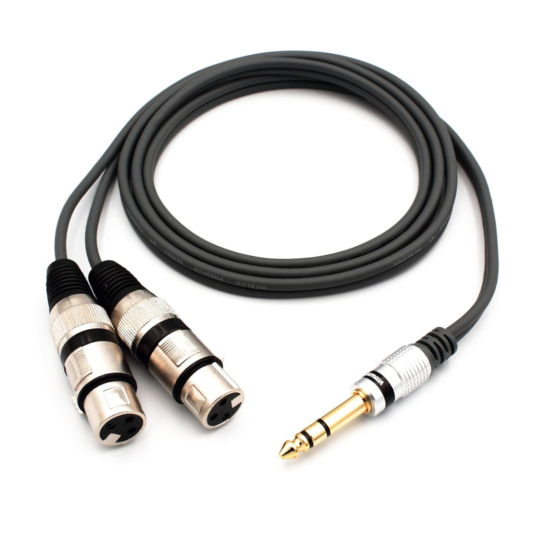 VITALCO 2x XLR Buchse auf Stereo Klinke Kabel 1.5m Mikrofonkabel 3 Polig Weiblich auf 6,3 TRS Klinke