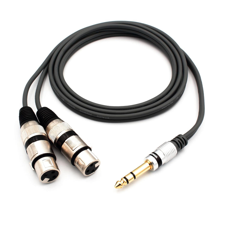 VITALCO 2x XLR Buchse auf Stereo Klinke Kabel 1.5m Mikrofonkabel 3 Polig Weiblich auf 6,3 TRS Klinke
