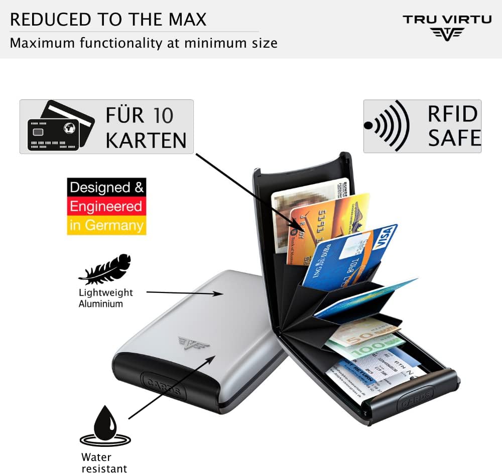 Tru Virtu® Kreditkartenetui Ultra Light Aluminium Case Silver Arrow I Kartenetui I Kartenetui-RFID-N