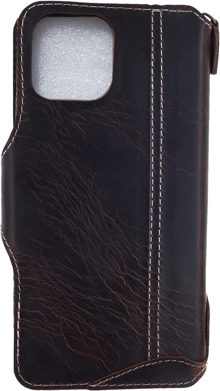 Yogurt Handyhülle für iPhone 14 Pro Max, Hülle Echtleder Case Ledertasche Lederhülle für iPhone 14 P