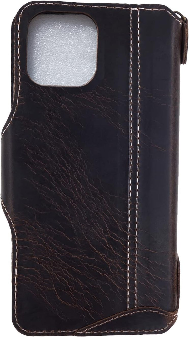 Yogurt Handyhülle für iPhone 14 Pro Max, Hülle Echtleder Case Ledertasche Lederhülle für iPhone 14 P