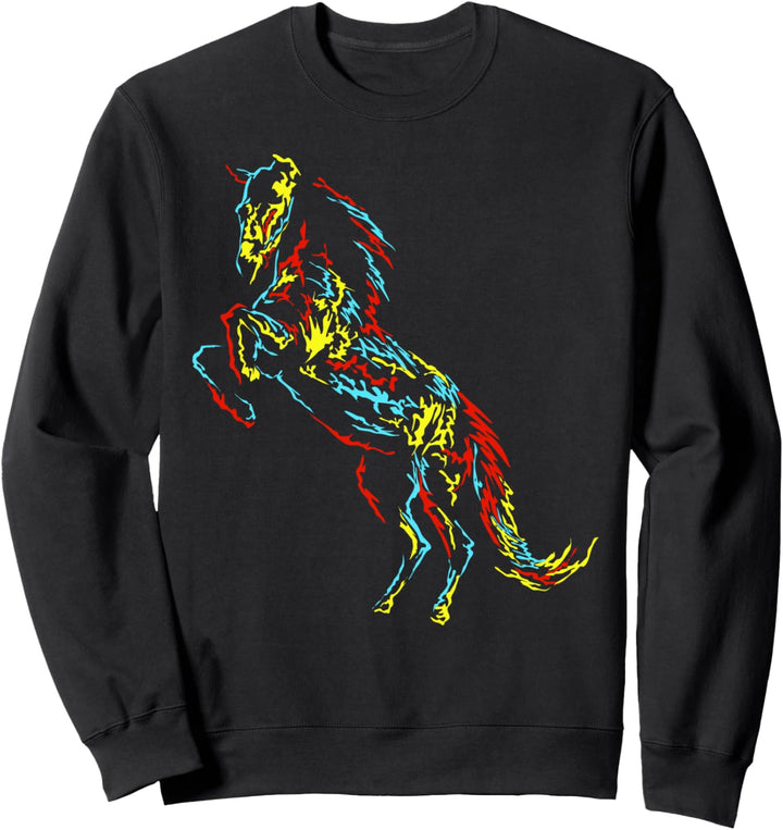 Bunte Abstrakte Kunst | Reiten lustiges Pferde Sweatshirt