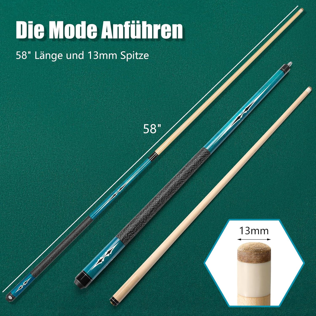 Pool Queue, 58 Zoll Billard Queue Kanadischer Ahornholz Pool Cue 13mm Spitzen für Professionelle Bil