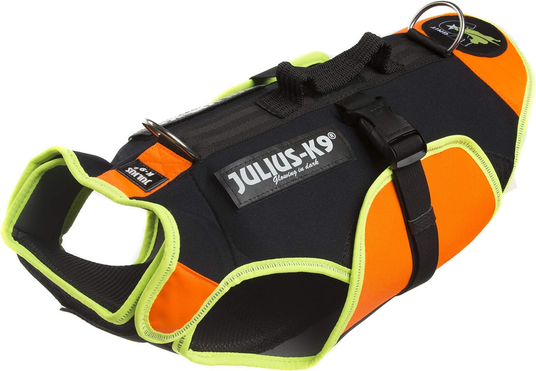 Julius-K9, IDC Multifunktionale Hundeweste 3in1, Grösse: S, Schwarz und UV Orange S Schwarz und Neon