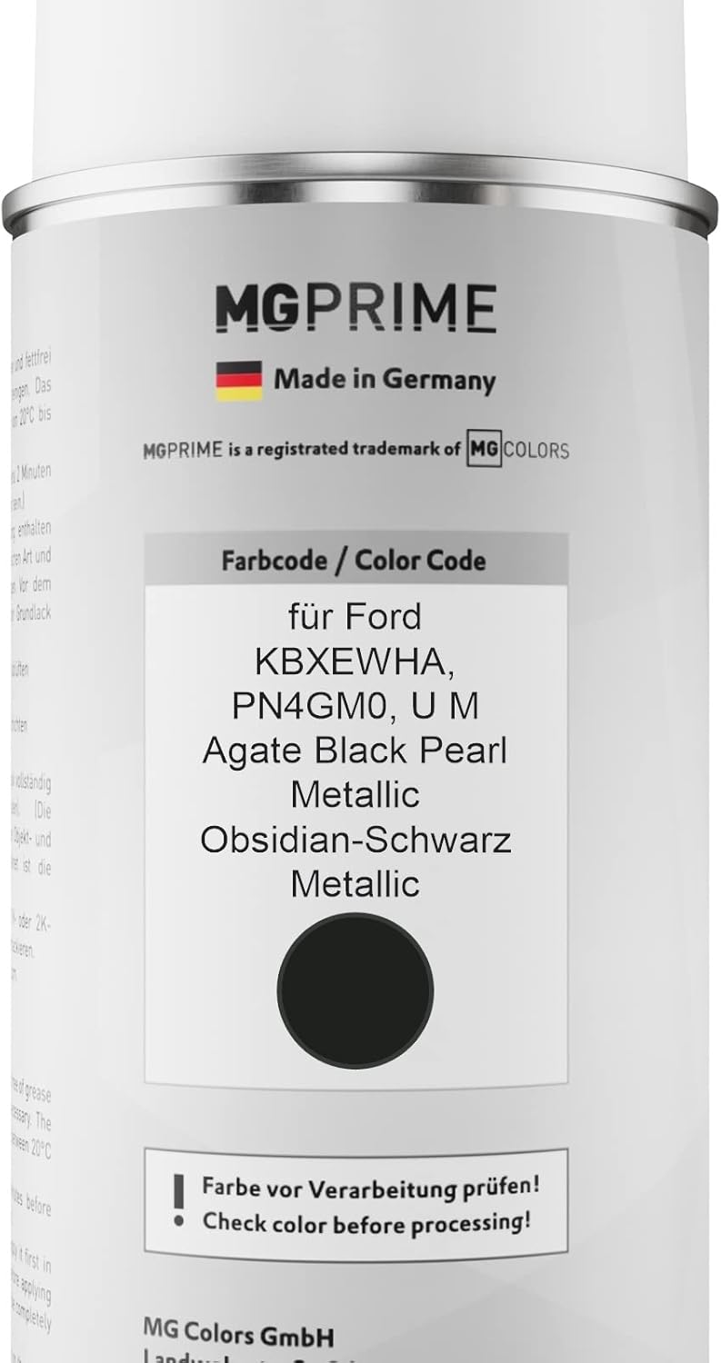 MG PRIME Autolack Sprühdosen Set für Ford KBXEWHA / PN4GM0 / U M Agate Black Pearl Metallic/Obsidian