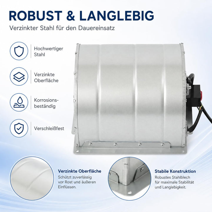 Radialventilator mit Doppelansaugung 150W AC 220V – Laufrad Ø146 mm, für Absaugung, Lüftung, Werksta