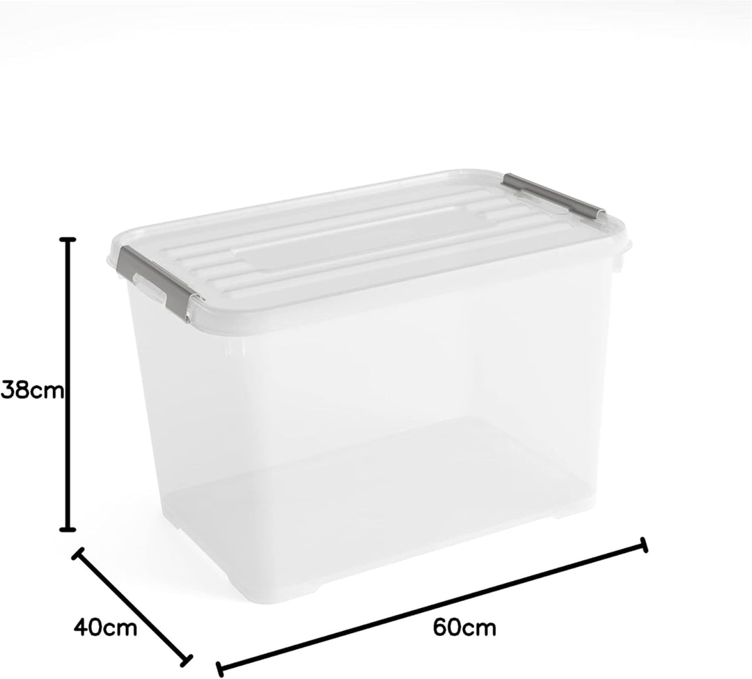 Allibert "praktischer Plus Aufbewahrungsbox mit Deckel, transparent/Silber, 65 Liter