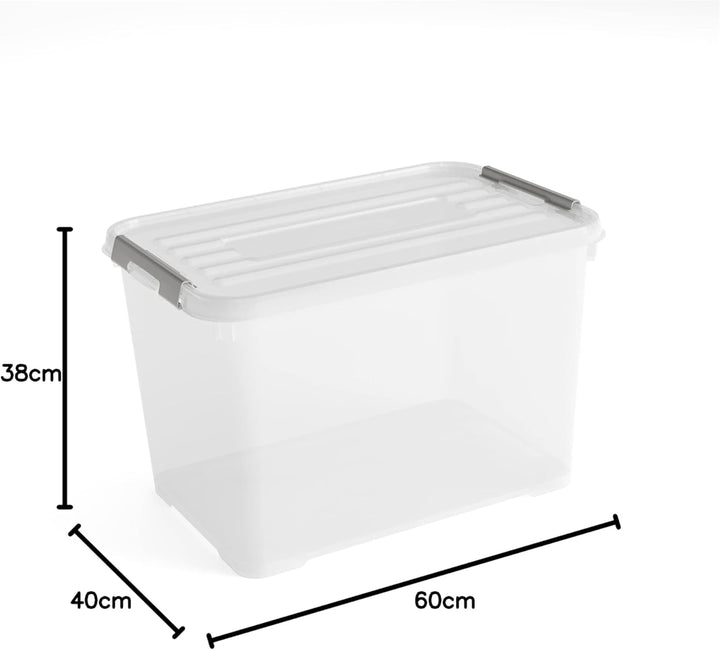 Allibert "praktischer Plus Aufbewahrungsbox mit Deckel, transparent/Silber, 65 Liter