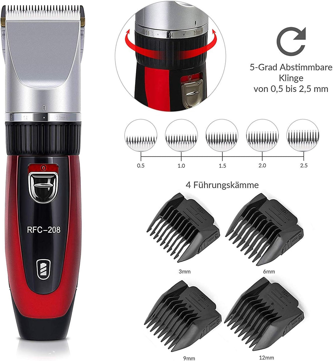 Ceramics RFC-208 Haustier Grooming Kit Leiser und Geräuscharmer Tierhaarschneider mit Turbo-Sense-Te