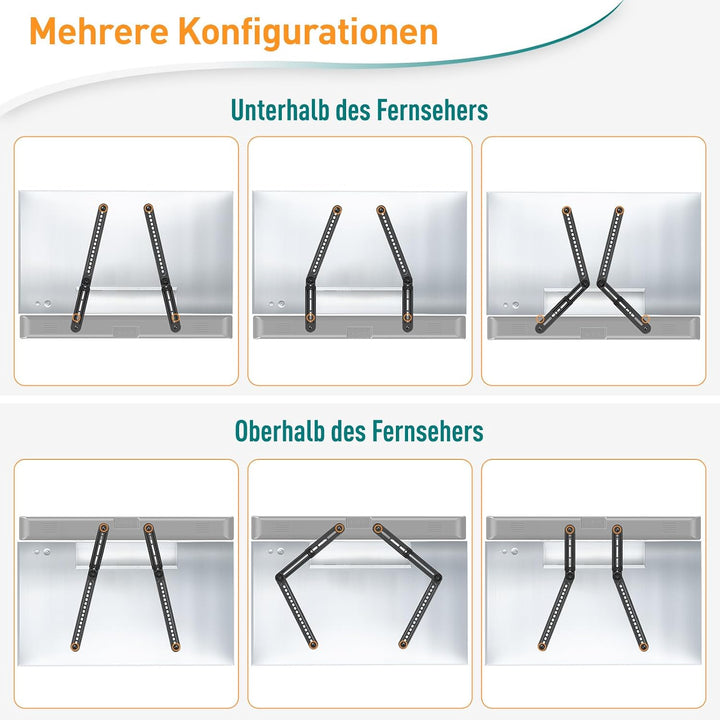 ELIVED Soundbar Halterung für die meisten Soundbars bis zu 6.8 kg, Soundbar-TV-Halterung, werkzeuglo