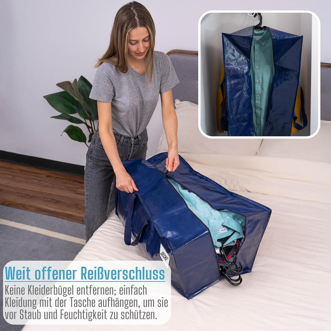 VENO 10-er Pack extra grosse Umzugstaschen mit Rucksackgurten, Umzugshelfer, starke Griffe und Reiss