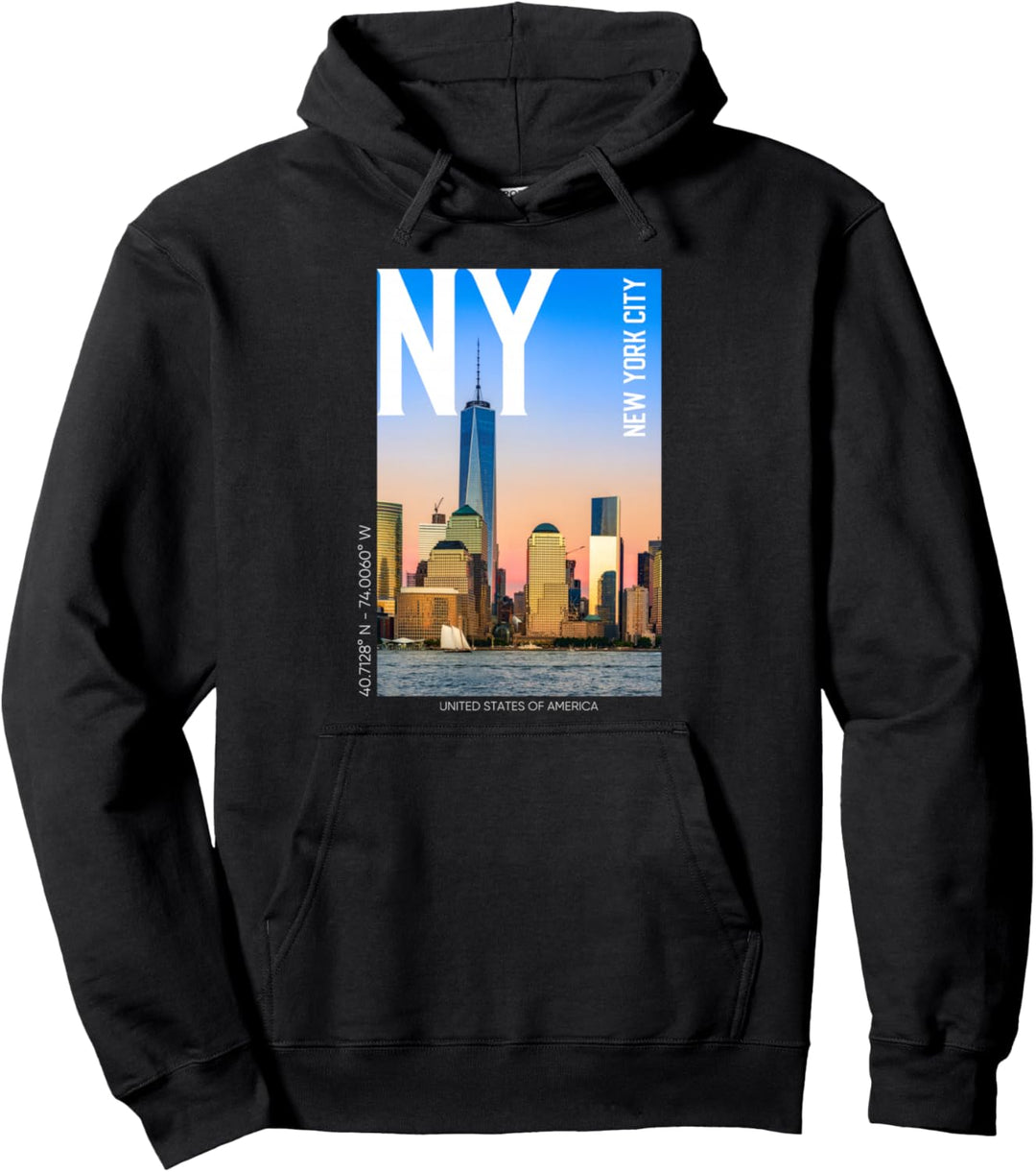 New York City Graphic Tee, Walking In New York City Streets Pullover Hoodie