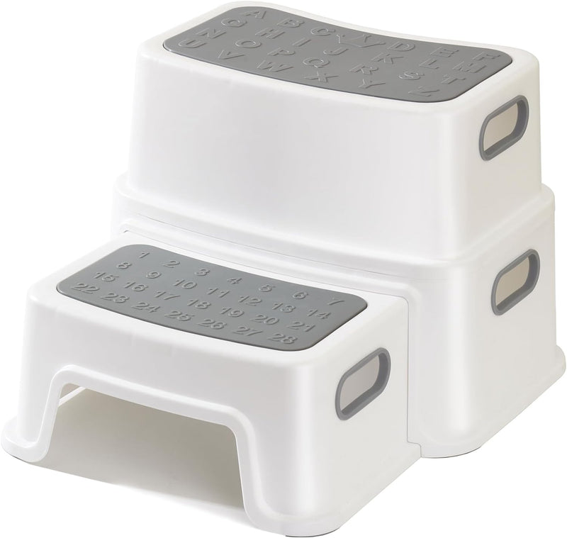 Tritthocker Kinder 2 Stufen, Robuster Hocker Zweistufiger Tritthocker für Badezimmer, Waschbecken un