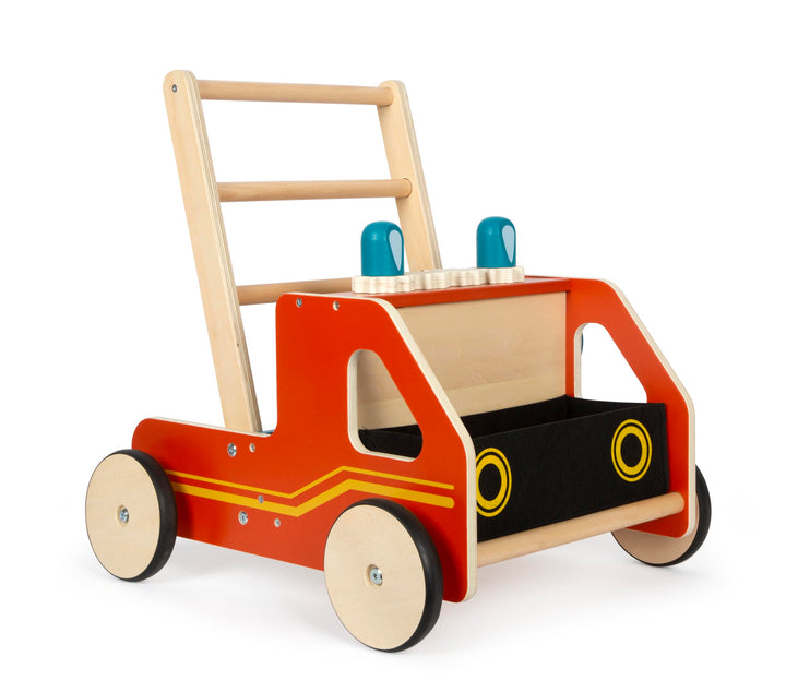 small foot Lauflernwagen Feuerwehr aus Holz, Moderne Lauflernhilfe für Feuerwehrfans, für Kinder ab