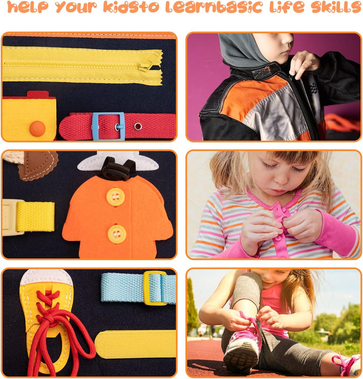 Montessori Quiet Book Busy Board für Kleinkinder ab 1-3 Jahren – 20-in-1 Aktivitätsboard aus Weichem