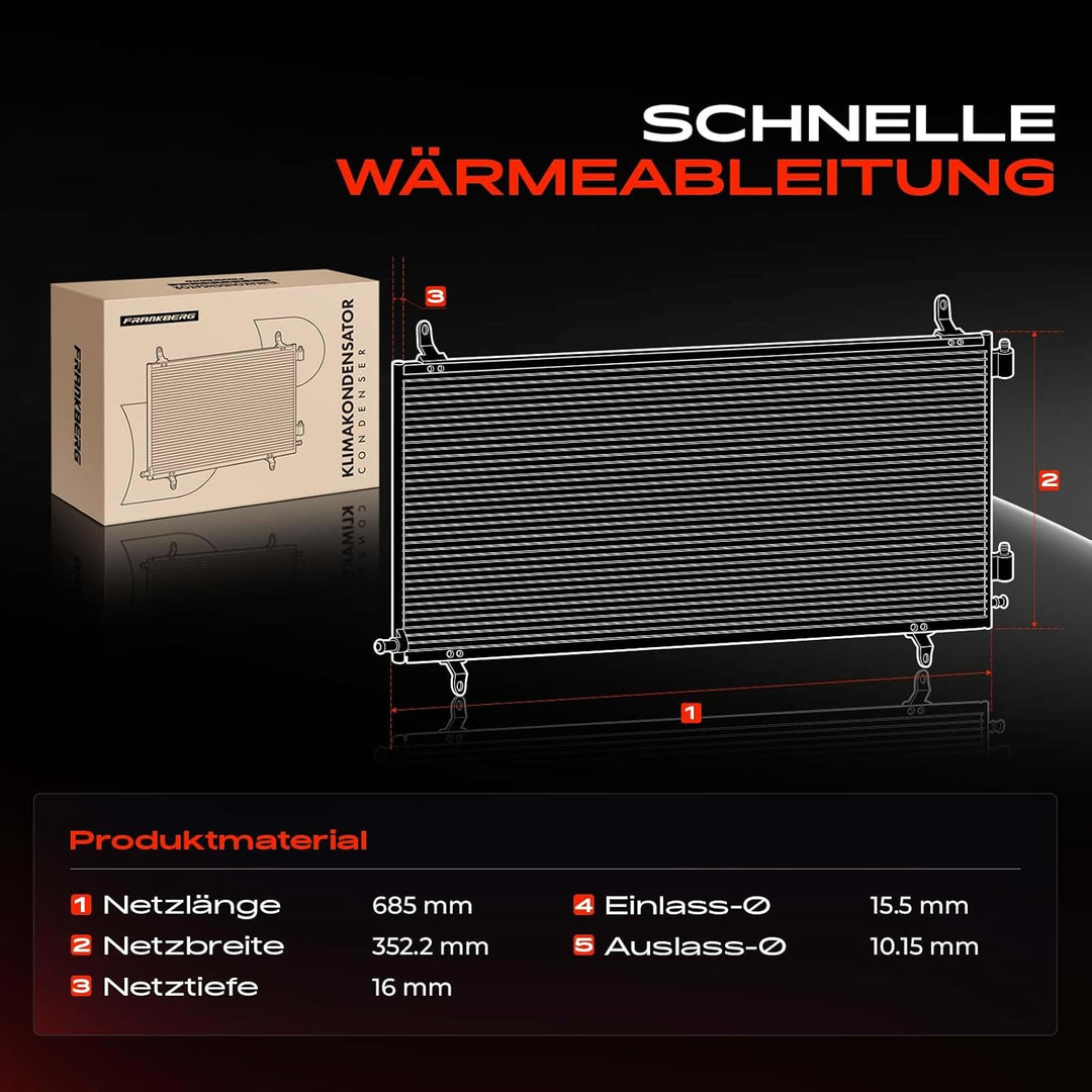 Frankberg Kondensator Klimaanlage mit Trockner Kompatibel mit CR-V III RE 2.0L 2.4L Benzin 2006-2012