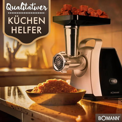 Bomann® Fleischwolf 1000W | mit Aufsatz für Plätzchen & Spritzgebäck | Fleischwolf elektrisch | 3 Me