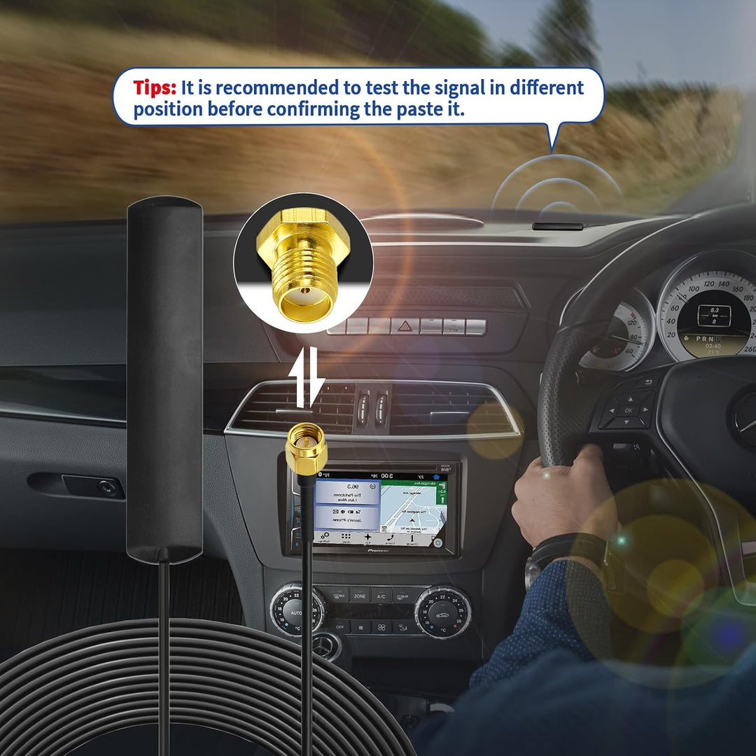 Eightwood DAB+ Antenne SMA Adapter DAB Auto Radio Antenne Patch Aerial Glas Mount Windshield Antenne