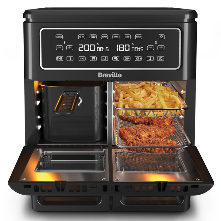 Breville Heissluftfritteuse Halo Flexi | Digitale Doppelkammer-Heissluftfritteuse | 11 l Air Fryer: