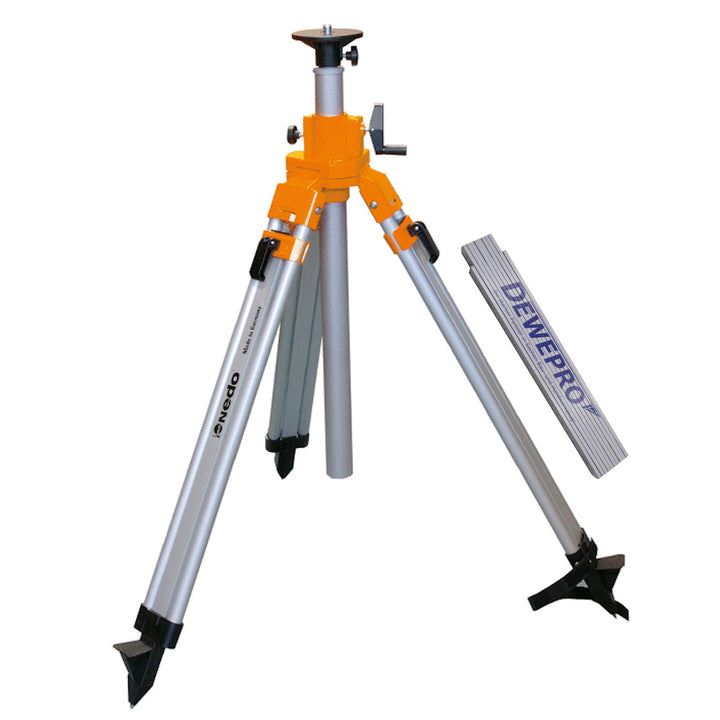 NEDO® mittelschweres Kurbelstativ - Nutzhöhe von 0,78m bis 2,03m für Rotationslaser und Messgeräte -