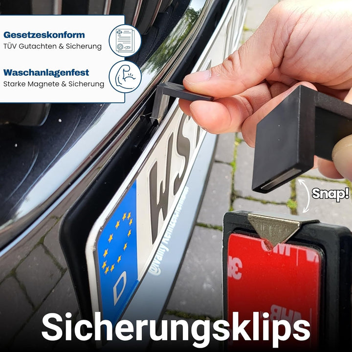 IVALITY Magnetischer Kennzeichen-Halter - Rahmenlose Nummernschild-Halterung für 2X Alu-Kennzeichen