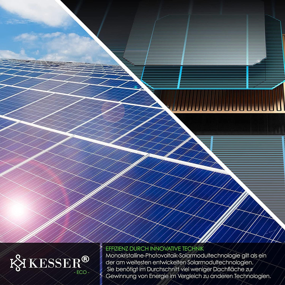 KESSER® Solarpanel 3er Set Monokristallin Solarmodul Solarpanel - 165W 18 V für 12 V Batterien, Phot