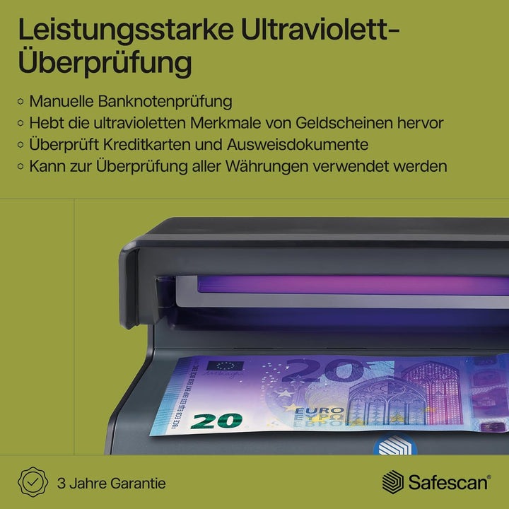 Safescan 50 UV-Falschgeldprüfgerät zur Prüfung von Banknoten, Kreditkarten und Ausweisen - UV-Geldsc