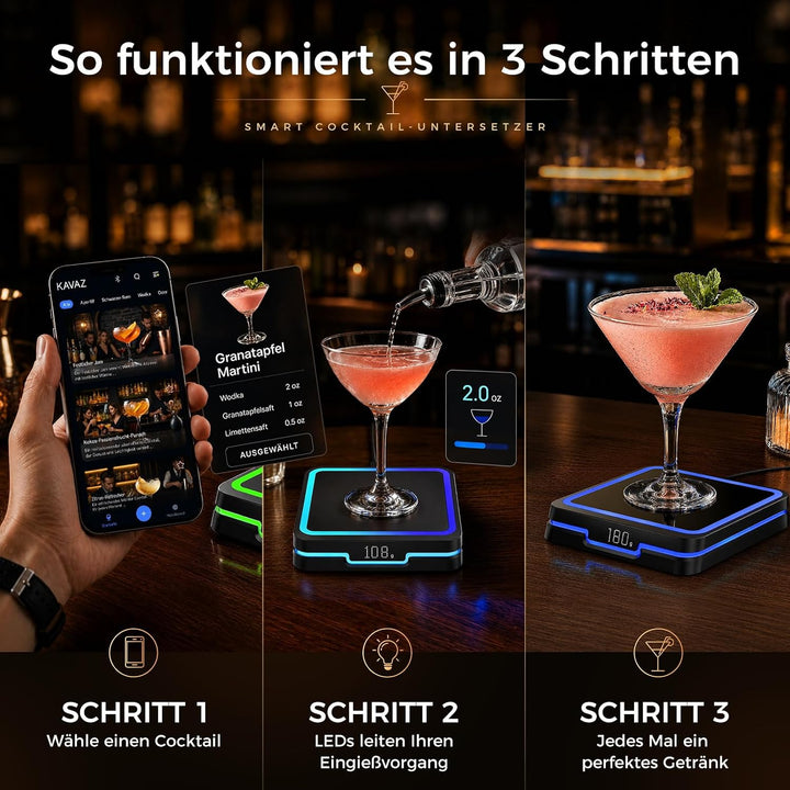 KAVAZ Smart Cocktail Maker mit App-Steuerung-LED-Ausgiesshilfe für perfekte Cocktails,Getränkemix-As