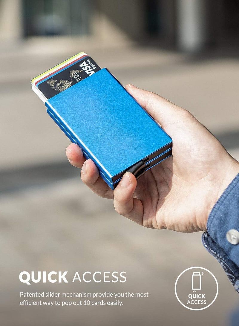 VULKIT Kartenetui Metall mit RFID NFC Schutz Karten Geldbörse Herren Geldbeutel Doppelt Karten Etui