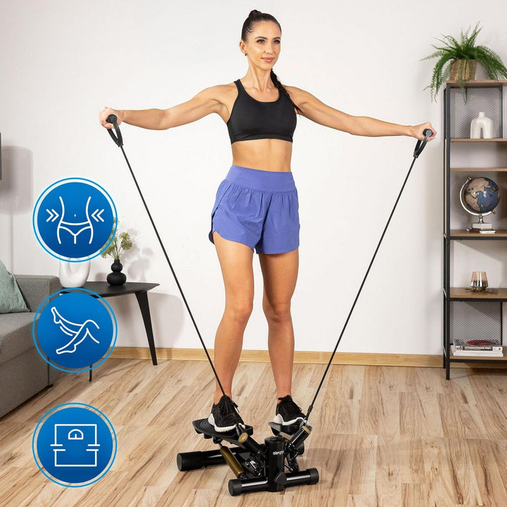 Gymtek XST500 Stepper, Drehstepper inkl. Expanderbänder - Twist Mini Stepper mit LCD, Schrittzähler