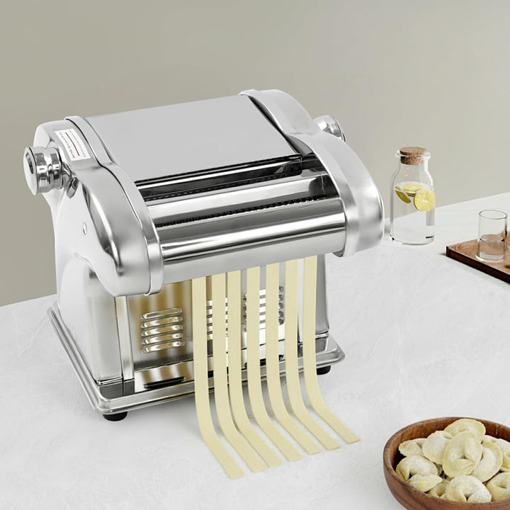 Elektrische Nudelmaschine 3 Messer 8 Stufen für Haushalt Pasta | 1,5mm &amp; 4mm Messer, 135W, integrier