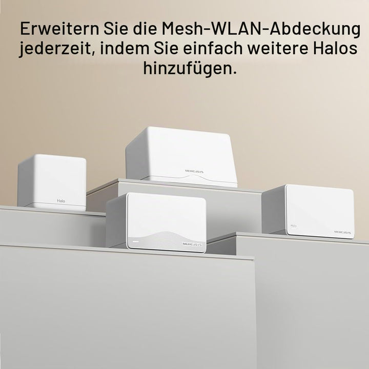 Mercusys Halo H3600BE Mesh WLAN Set (3er-Pack), Wi-Fi 7 BE3600 Dualband-Router & Repeater, 3 × Gigab
