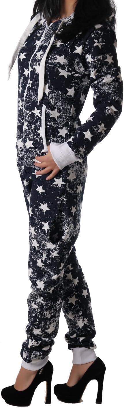 Crazy Age Jumpsuit Strampler Ganzkörperanzug Overall Sternen Kuschelig Warm XS Navy (A), XS Navy (A)