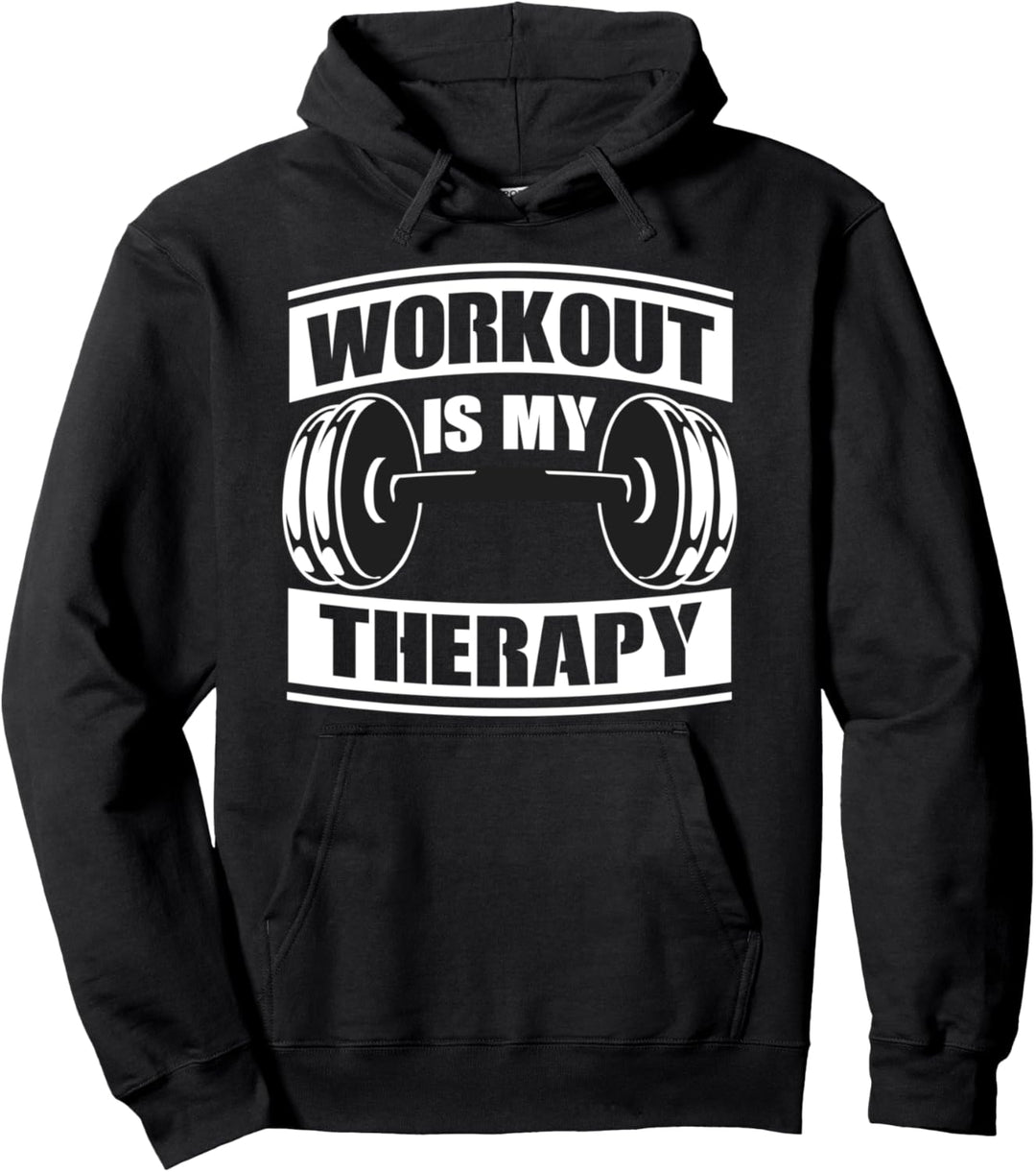 Workout Is MyTherapy Fitness Gym Kraftsport Spruch Pullover Hoodie