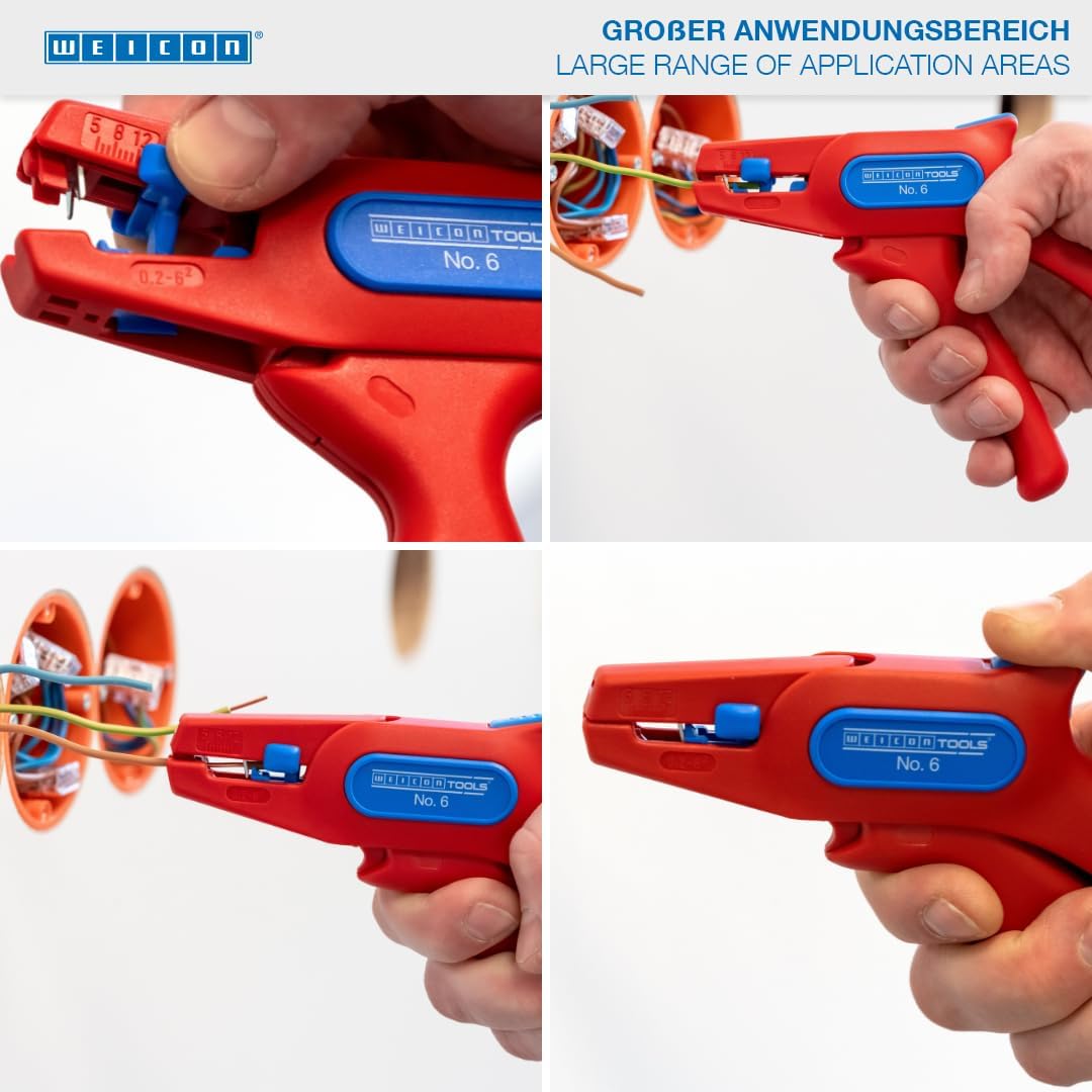WEICON TOOLS Automatische Abisolierzange No.6 für 0,2-6mm² Kabel bis 1000 Volt 6er Set, 6er Set